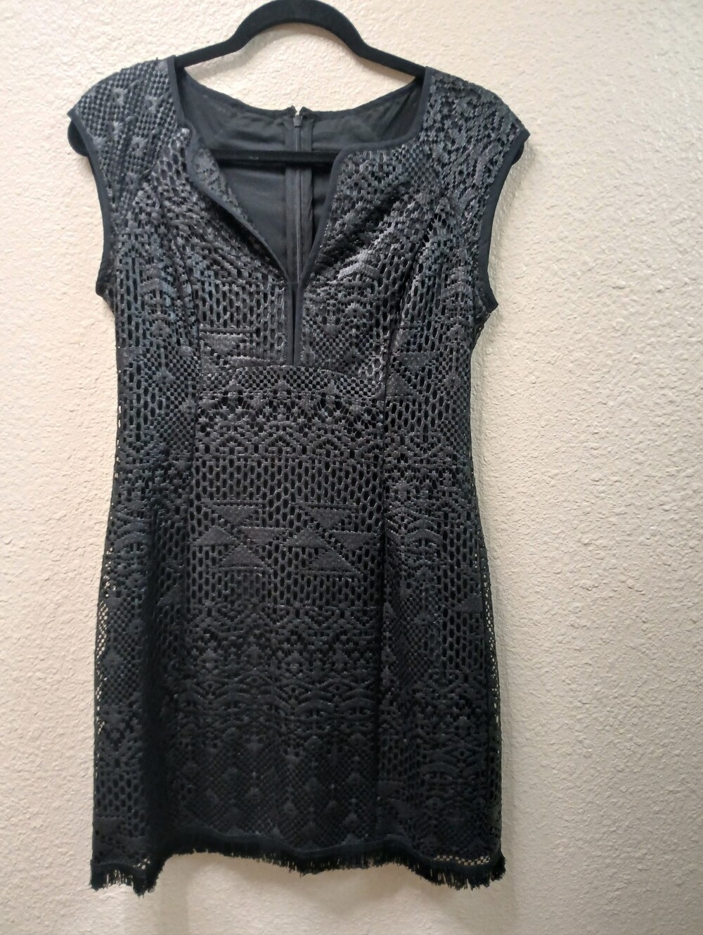 Nanette Lepore Faux Leather Cut Out Overlay Dress